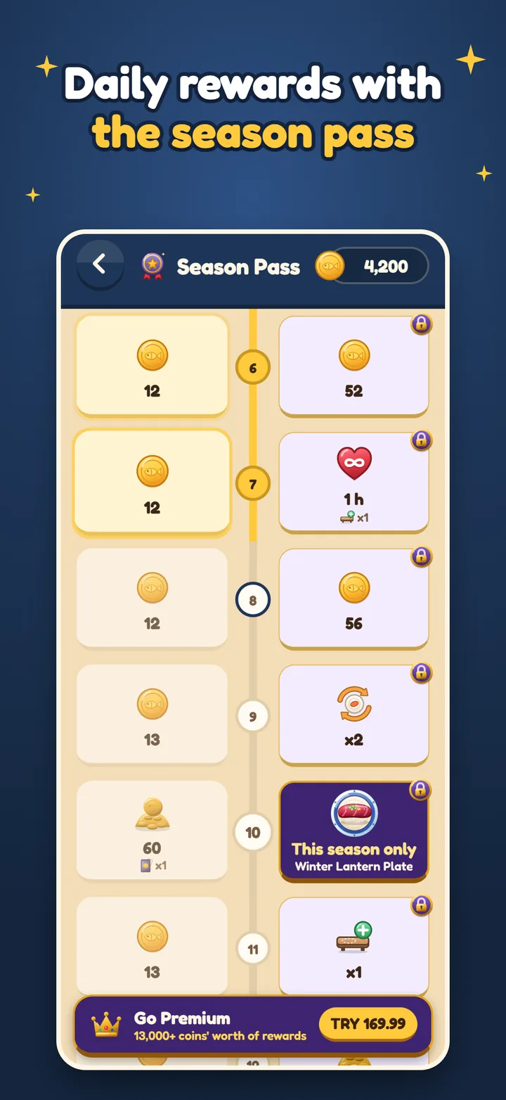 Daily rewards with the season pass: the reward track
